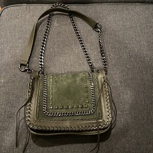 Zara olive green vegan suede and leather bag